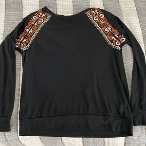 THML black embroidered top